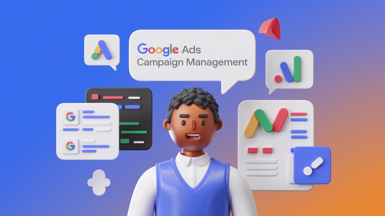 A laptop screen displaying a live Google Ads dashboard for a PPC campaign.